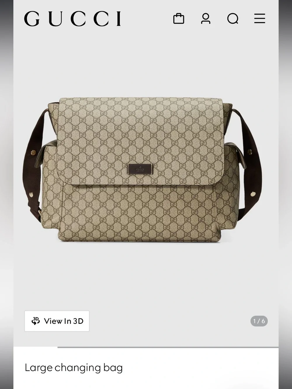 Gucci Beige GG Canvas Large diaper  Bag